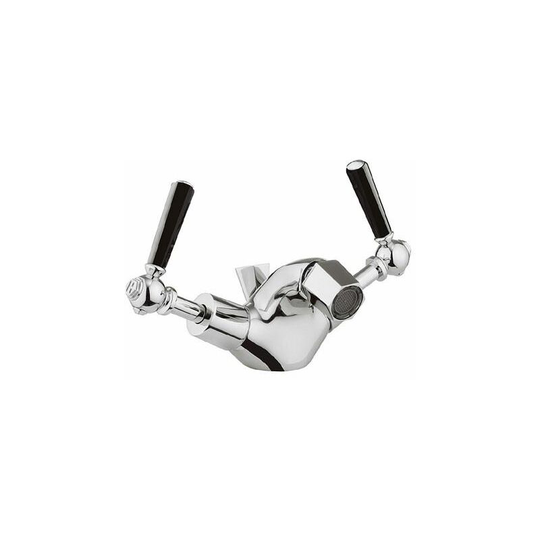 Crosswater - Waldorf Monobloc Bidet Mixer Tap with pop up waste Black Lever - Chrome - WF210DPC_BLV+ - Chrome/Black