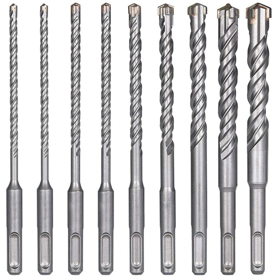 Perlerare - Concrete Drill Bits, 9PCS (5mm~16x160mm) Tile Drill Bit, SDS-Plus Electric Hammer Drill Bit for Hammer Drill, Cross Drill Bits for