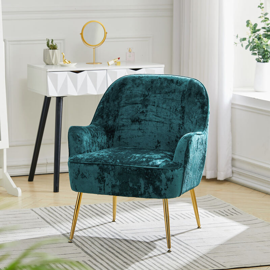 Comfortable Velvet Upholstered Living Room Armchair,Mint Green - Livingandhome