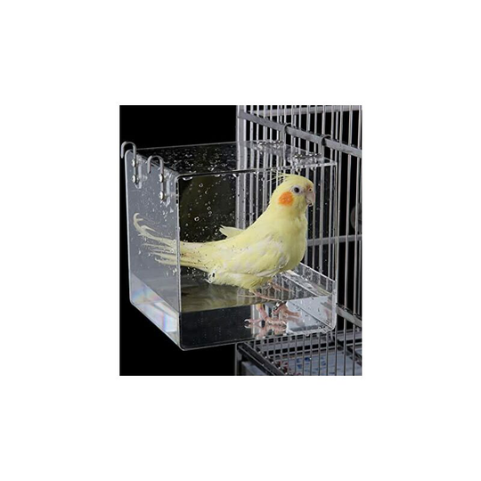 Sunflowergb - Bird bath, transparent cube bird bath box bathtub shower cage, suitable for small parrot bird Myna Sparrow small (13*11*13CM)