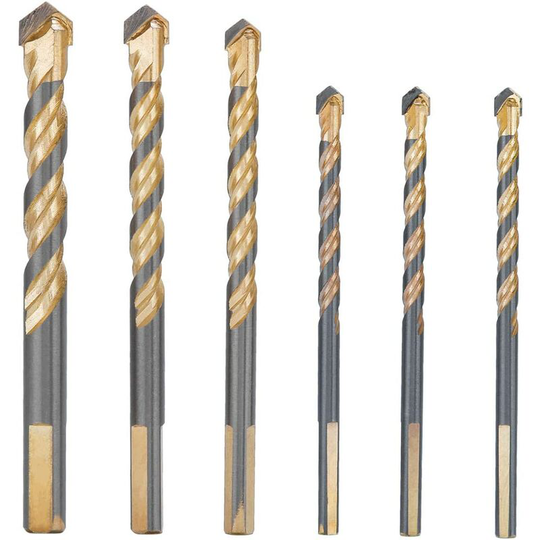 6 Pcs 3x6mm 8mm 10mm 12mm Glass Tile Drill Bits Ceramic Tile Drill Bits Porcelain Tile Drilling Cutter for Tile Glass Brick Marble Mirror Wood Diamond