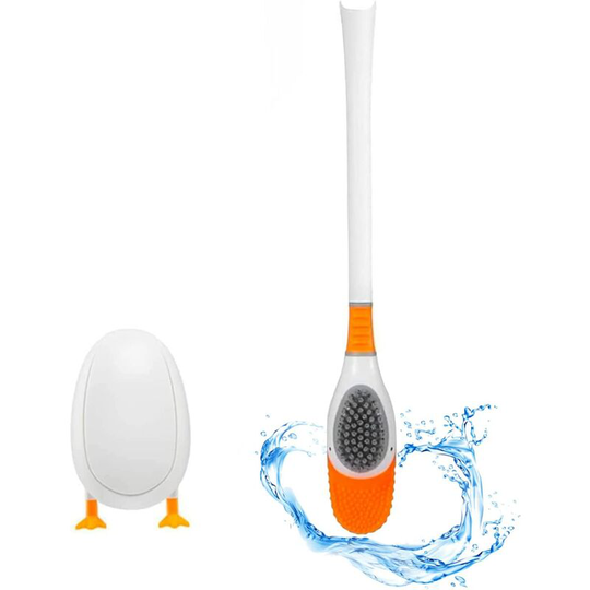 Dive duck toilet brush sanitary ware toilet brush bathroom accessories non-slip plastic handle,White