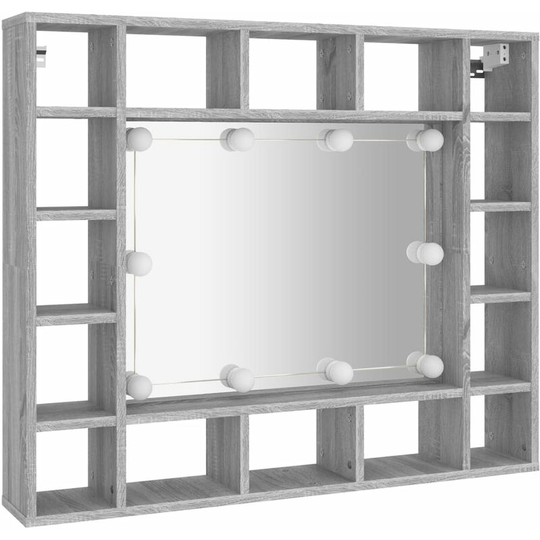 Mirror Cabinet with led Grey Sonoma 91x15x76.5 cm Vidaxl Grey