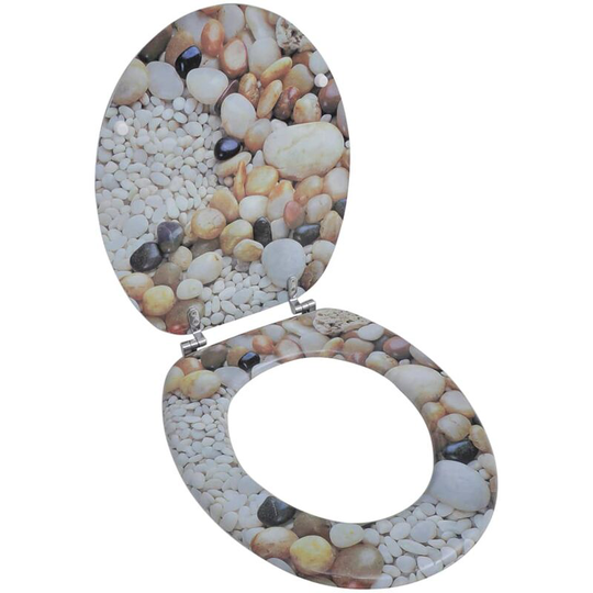 Toilet Seat with mdf Lid Pebbles Design - Multicolour