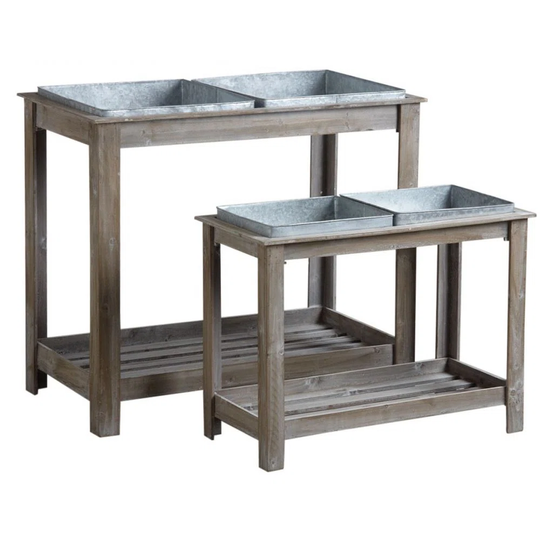 Wood And Metal Raised Vegetable Garden (Set Of 2)