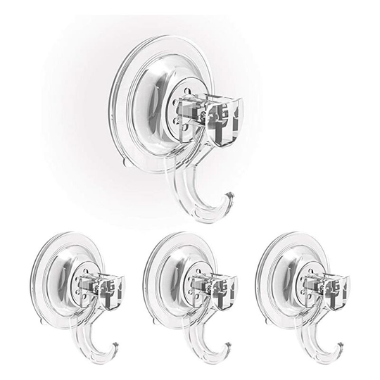 Set of 4 Wall Suction Cup Hooks Bathroom Suction Cup Towel Holder Hooks Kitchen Utensil Shower Window Glass Tile Key Coat Dish Cloth Hanger Entrance