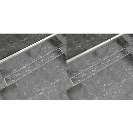 Linear Shower Drain 2 pcs 930x140 mm Stainless Steel VDFF18840_UK - Topdeal