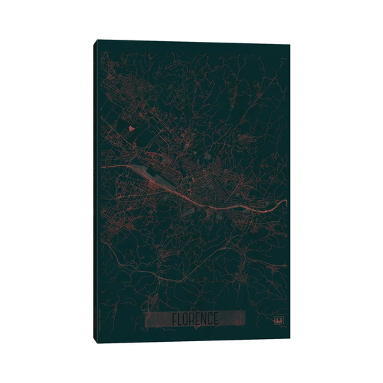 Florence Infrared Urban Blueprint Map by Hubert Roguski - Wrapped Canvas Graphic Art