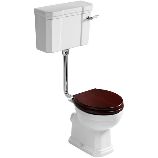 Waverley Low Level Toilet with Cistern - Standard Mahogany Seat - Ideal Standard
