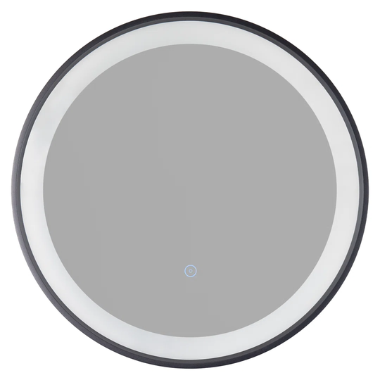 Mikac Round Lighted Metal Framed Wall Mounted Bathroom Mirror in Black