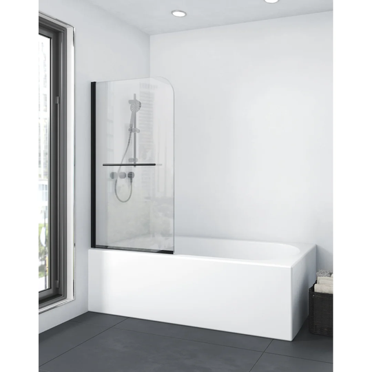 Edmundson Straight Tempered Glass Folding Bath Screen