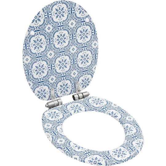 Wc Toilet Seat with Soft Close Lid mdf Porcelain Design VD05819 - Hommoo