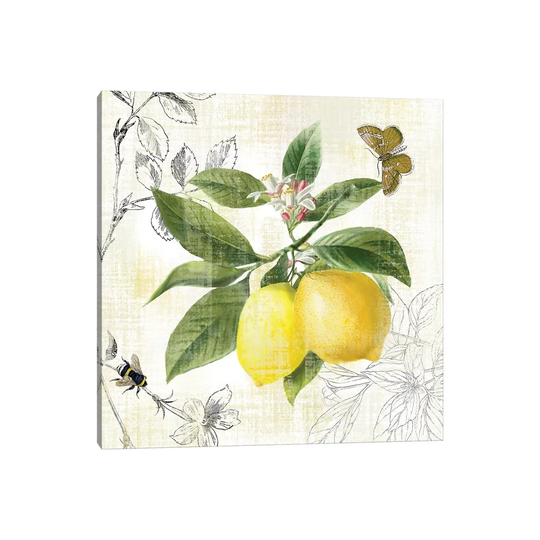 Linen Lemons I by Nan - Graphic Art Print on Canvas