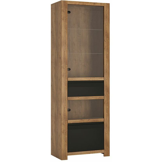 Savana 1 Door 1 Drawer Display Cabinet - Brown