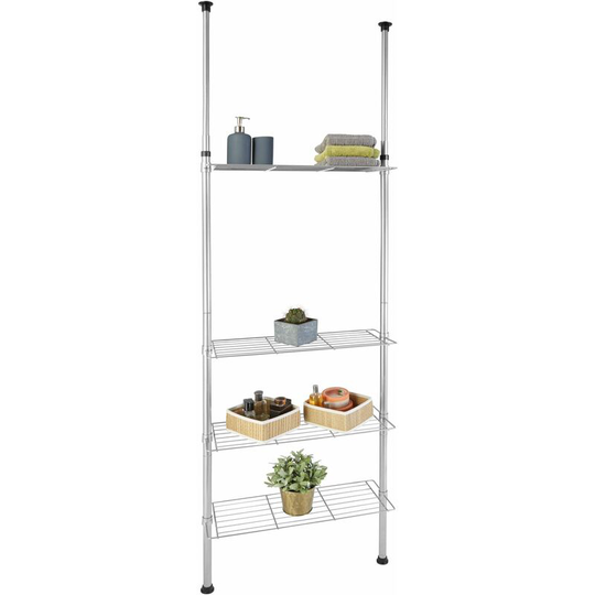 Tectake - Bathroom shelf, telescopic - bathroom shelf unit, bath shelf, toilet shelf - silver