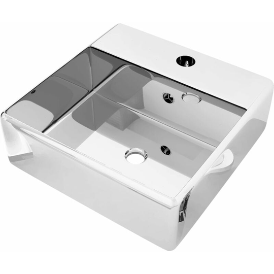 Wash Basin with Overflow 41x41x15 cm Ceramic Silver Vidaxl Silver