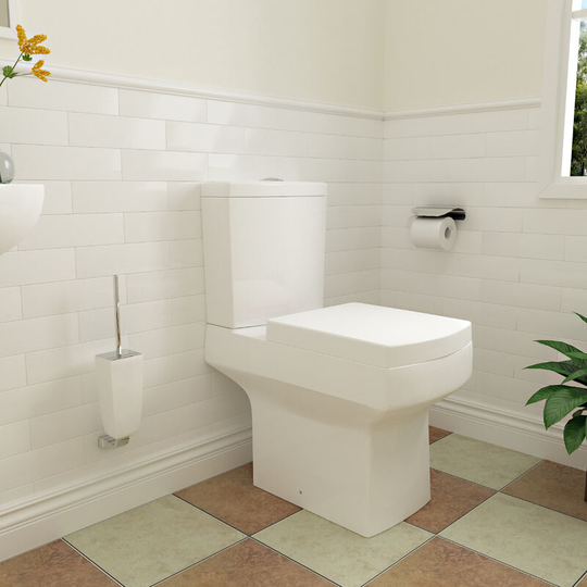 SKY - White Ceramic Square Modern Toilet Close Coupled Bathroom Pan Soft Close Seat wc