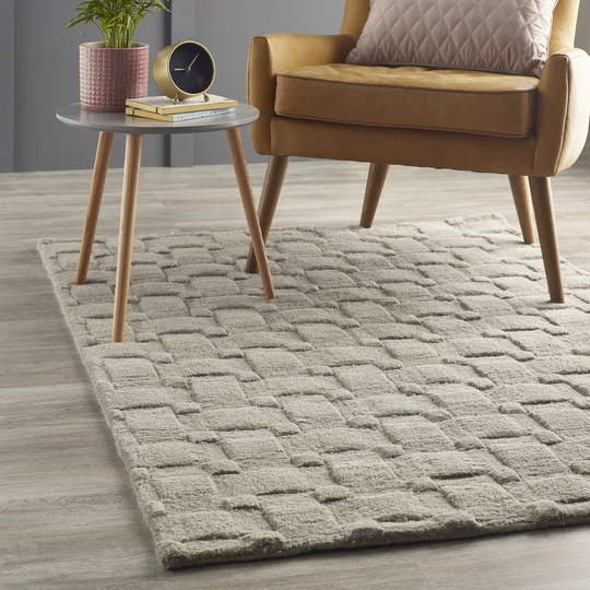 Rockland 3D Hand Tufted Wool Grey Rug