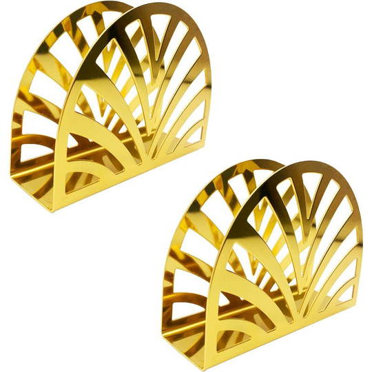 Paper Towel Holder, Stainless Steel Round Shape, for Kitchen Counters, Dining Tables, 2 Pieces, Gold