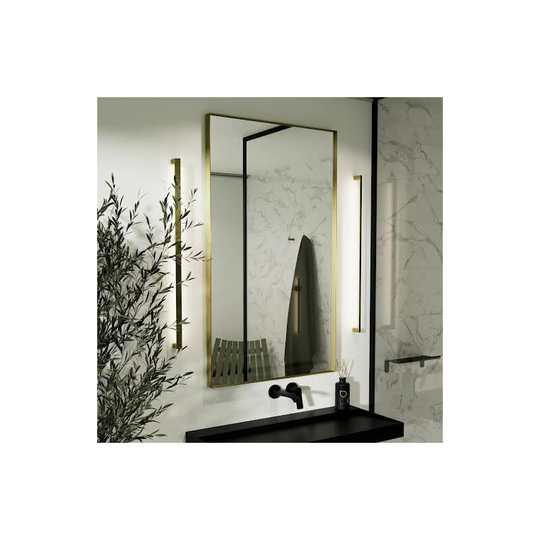 Modern Rectangular Bathroom Mirror Wall Mounted Vanity Brushed Brass 1000 x 800 - Brushed Brass