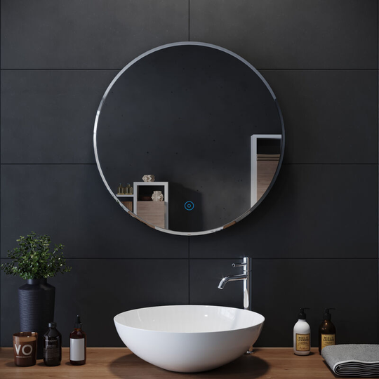 Round Bathroom led Mirror Backlit Makeup Mirror with Sensor Touch control, Dustproof &Anti-fog, Warm White Light 600x600mm - Elegant