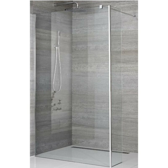 Portland - 1400mm Recessed Walk In Wet Room Shower Enclosure with Screen, Return Panel, Profile, Support Arm and 800mm Linear Shower Drain - Chrome