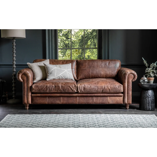 Denita Genuine Leather 3 Seater Chesterfield Sofa