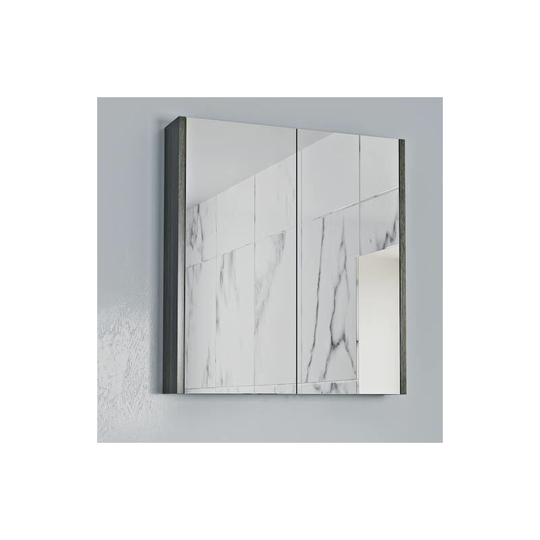 600mm Bathroom Mirror Cabinet 2 Door Storage Cupboard Wall Mounted Charcoal Grey - Grey