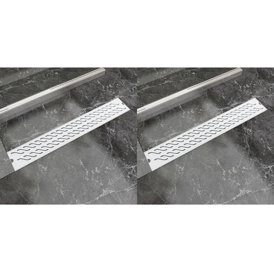 Linear Shower Drain 2 pcs Wave 730x140 mm Stainless Steel