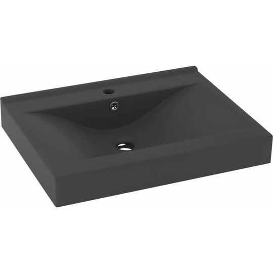 Luxury Basin with Faucet Hole Matt Dark Grey 60x46 cm Ceramic Vidaxl Grey