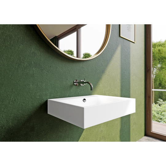 Beige Steel Enamel Rectangular Bathroom Sink with Overflow