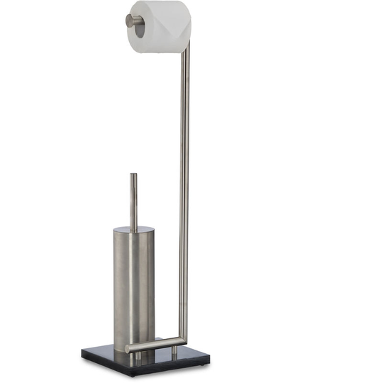 Relaxdays - Stainless Steel Toilet Butler pierre, Square Toilet Free-Standing Butler, Modern with Toilet Roll Holder and Toilet Brush Marble 75 x 20