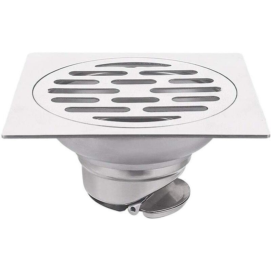 Stainless Steel Shower Floor Drain Square Smell Proof Stainless Steel Floor Drain with Removable Cover for Kitchen, Bathroom, Shower, Garage and