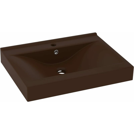 Luxury Basin with Faucet Hole Matt Dark Brown 60x46 cm Ceramic vidaXL - Brown