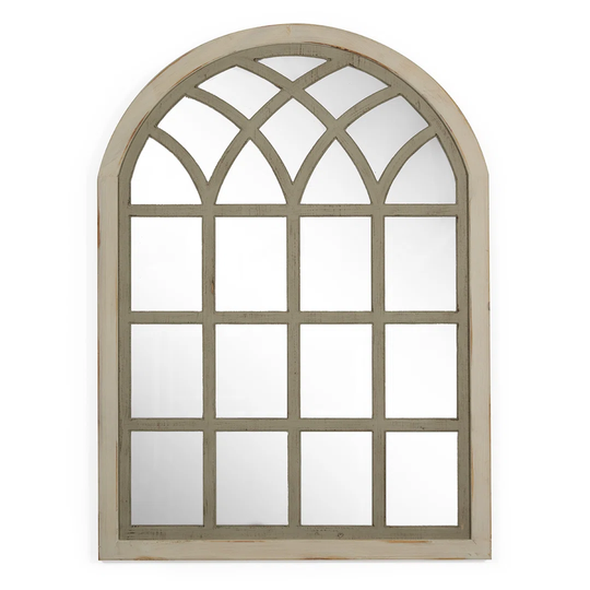 Thigpen Window Pane Lighted Wall Mounted Full Length Mirror in Natural