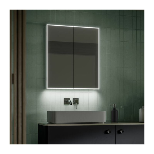 Exos 60 led Illuminated Mirror Cabinet - 600mm Wide - 53600 - Aluminium - HIB