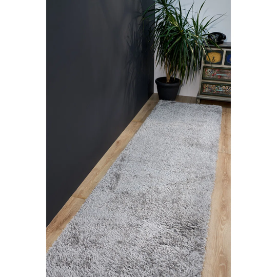 Symple Stuff Denver Grey Shaggy Cotton Machine Made Area Rug