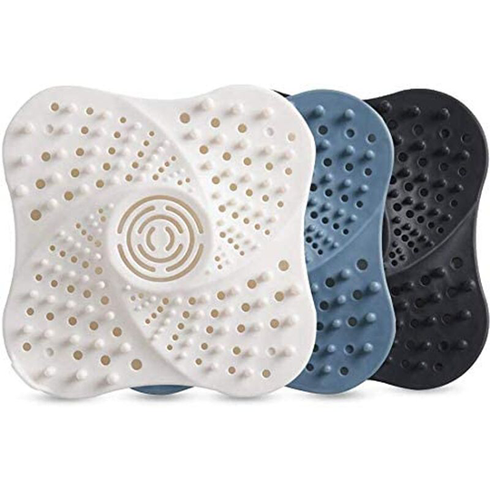 3 Pack Shower Drain Hair Catcher Hair Filter Drain Filter Silicone Bath Tube Drain