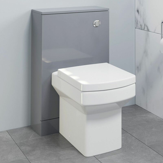 Aurora - 500mm Bathroom Toilet Concealed Cistern Unit Pan Soft Close Grey - Grey