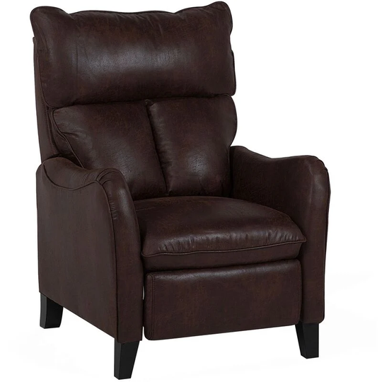 Beliani - Vintage Faux Leather Recliner Chair Manual Dark Brown 3 Positions Royston - Brown