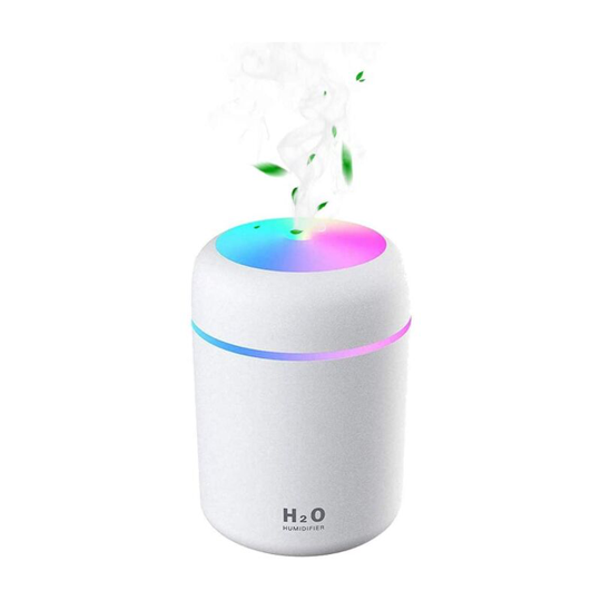 Ilovemilan - Mini Ultrasonic usb Air Humidifier with 7 Breath Light Colors, Auto Shut Off, 2 Mist Mode, for Bedroom, Office, Auto, Home (White)
