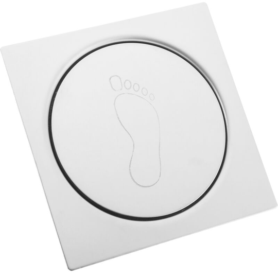 PrimeMatik - Floor drain polished stainless steel 10x10cm with push plug