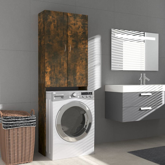 Asupermall - Washing Machine Cabinet Smoked Oak 64x25.5x190 cm