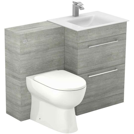 Wholesale Domestic - Venice Mono White Glass 1100mm 2 Drawer Molina Ash Vanity Unit Toilet Suite - Molina Ash