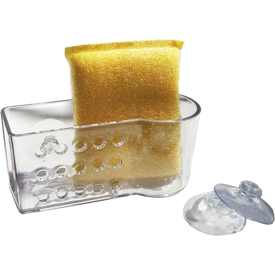Sunflowergb - 2 Pack Kitchen Sink Suction Sponge Holder, Plastic Sink Brush, Sponge Sink Organizer (5.7' x 2.4' x 3.1'), Clear