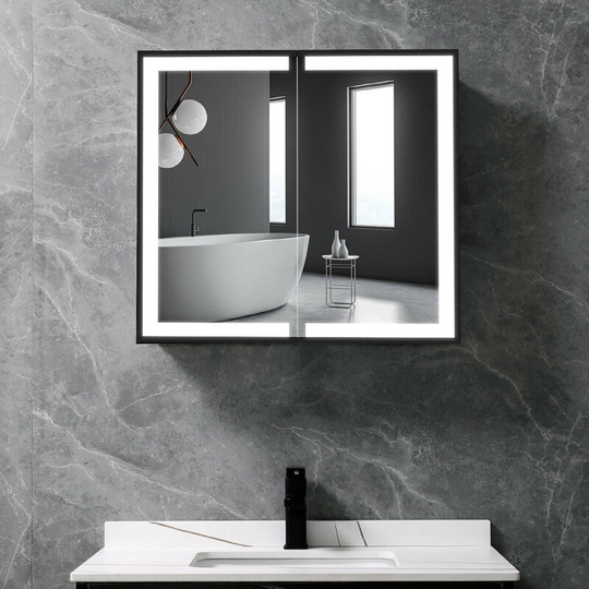 Led Light Up Double Door Bathroom Mirror Cabinet - Livingandhome