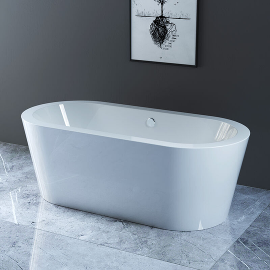 NRG - Modern Freestanding Bath Round Bathtub Built in Waste 1700 x 800mm
