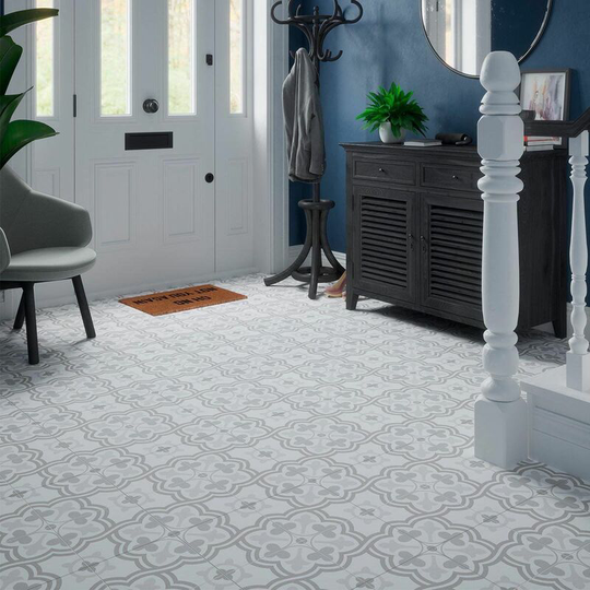 Marden Grey Patterned Ceramic Tile Sample - Grey - Amiata