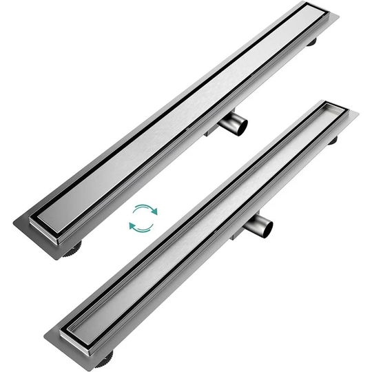 Emke - Shower Drain Linear Drain 2-in-1 Tile Insert Linear Floor Shower Drain, Stainless Steel Channel Drain, with High Flow Capacity Odor Stop and