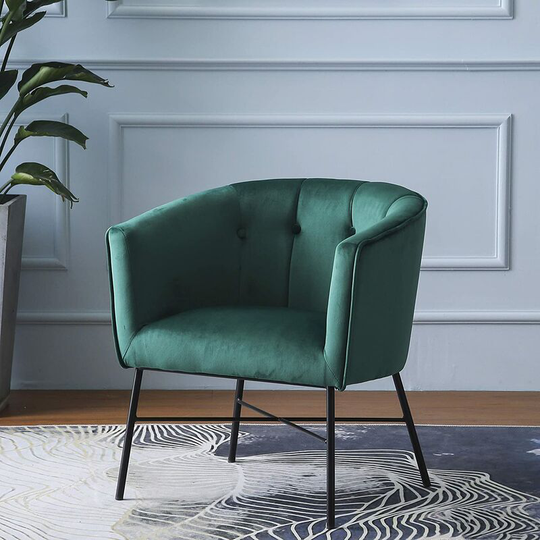 Cherry Tree Furniture aurelie Velvet Fluted Back Armchair Tub Chair Emerald Green - Green